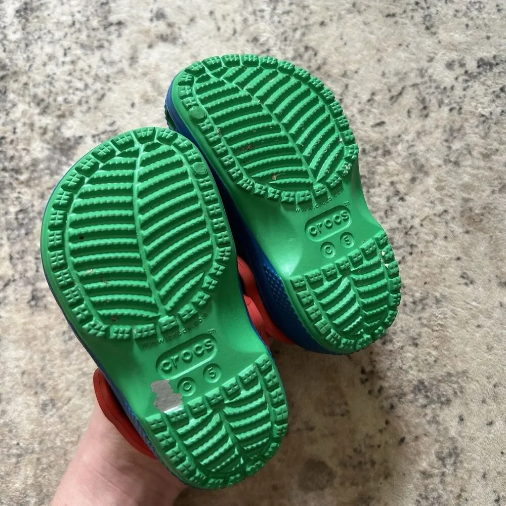 CROCS x PJ Masks Unisex Youth Size 5 C Blue/Green W/straps On Back